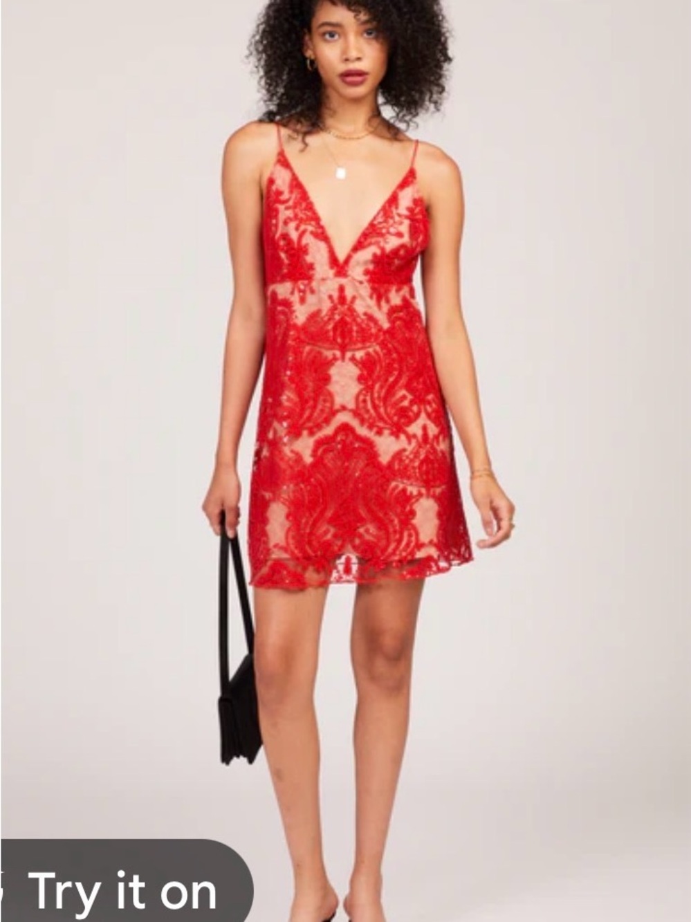 Free People Night Shimmers Lace Sequined Mini Dress red sz 6 $199